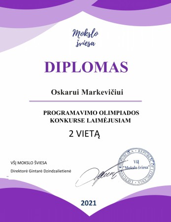 Oskaro 2a diplomas
